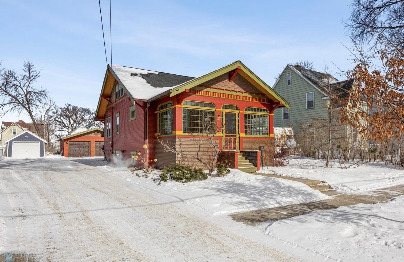 Exterior — craftsman bungalow front with arched porch windows